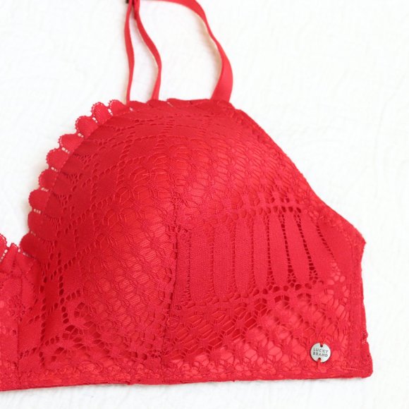 Lucky Brand | Red Lace Bra Size 36C Wireless, Lightly Padded - Picture 6 of 10